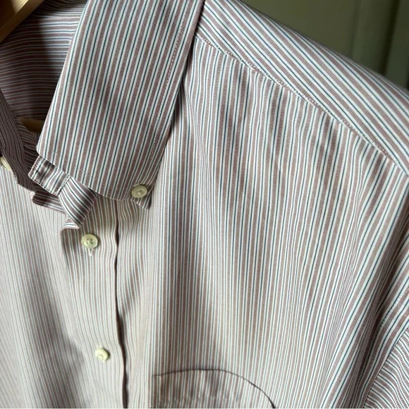Brooks Brothers 346 Dress Shirt Mens 15.5 2/3 White/red/blue Stripe - Picture 5 of 12
